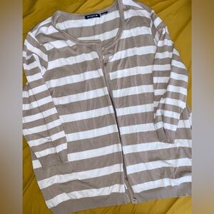 Architect Beige and White Button Down Cardigan